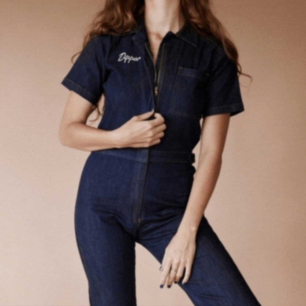 SUGARHIGH LOVESTONED LITTE DIPPER DENIM JUMPSUIT COVERALLS - Picture 3 of 9